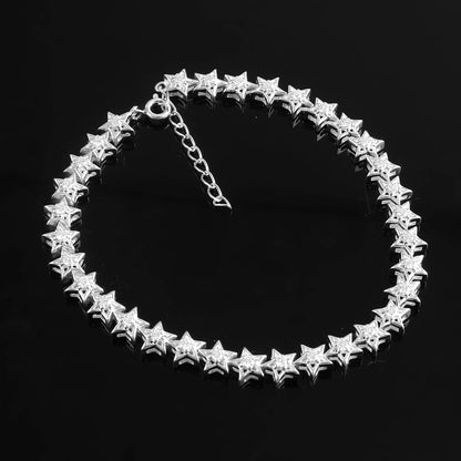 Star Bracelet With Round Moissanite, Dainty Minimalist Bracelet, 925 Sterling Silver Moissanite Bracelet, Designer Bracelet Gift for Bride