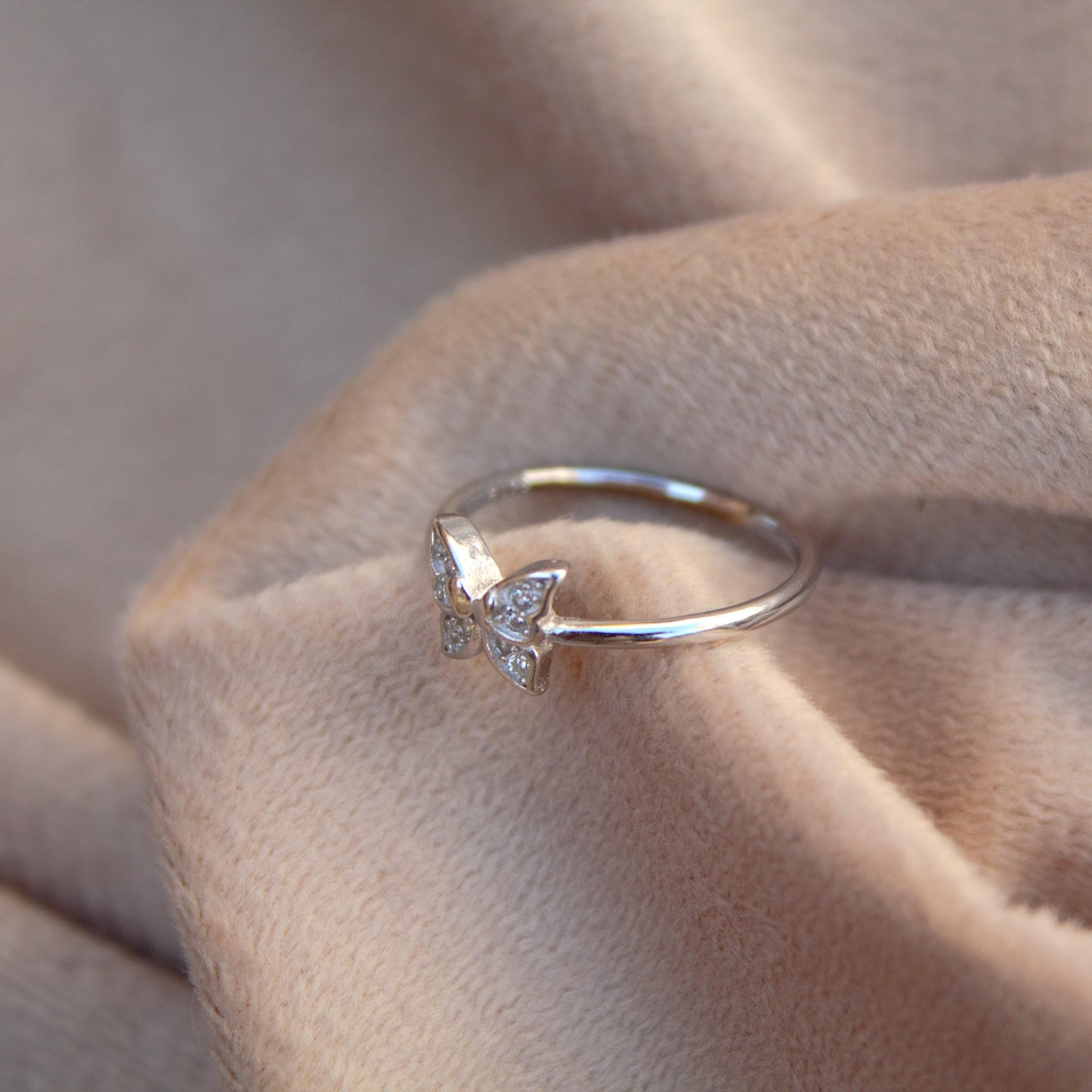 Dainty Butterfly CZ Ring, 925 Sterling Silver Ring, Vintage Style Silver Jewelry, Elegant Gift for Her, Stackable Ring, Butterfly Jewelry