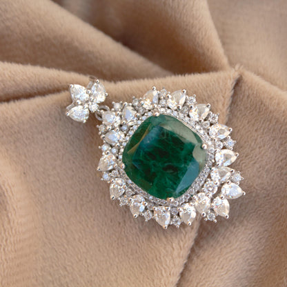 925 Sterling Silver Pendant, Delicate Without Chain Silver Pendant, Cushion Emerald with Moissanite Jewelry, Pendant for Birthday Gift