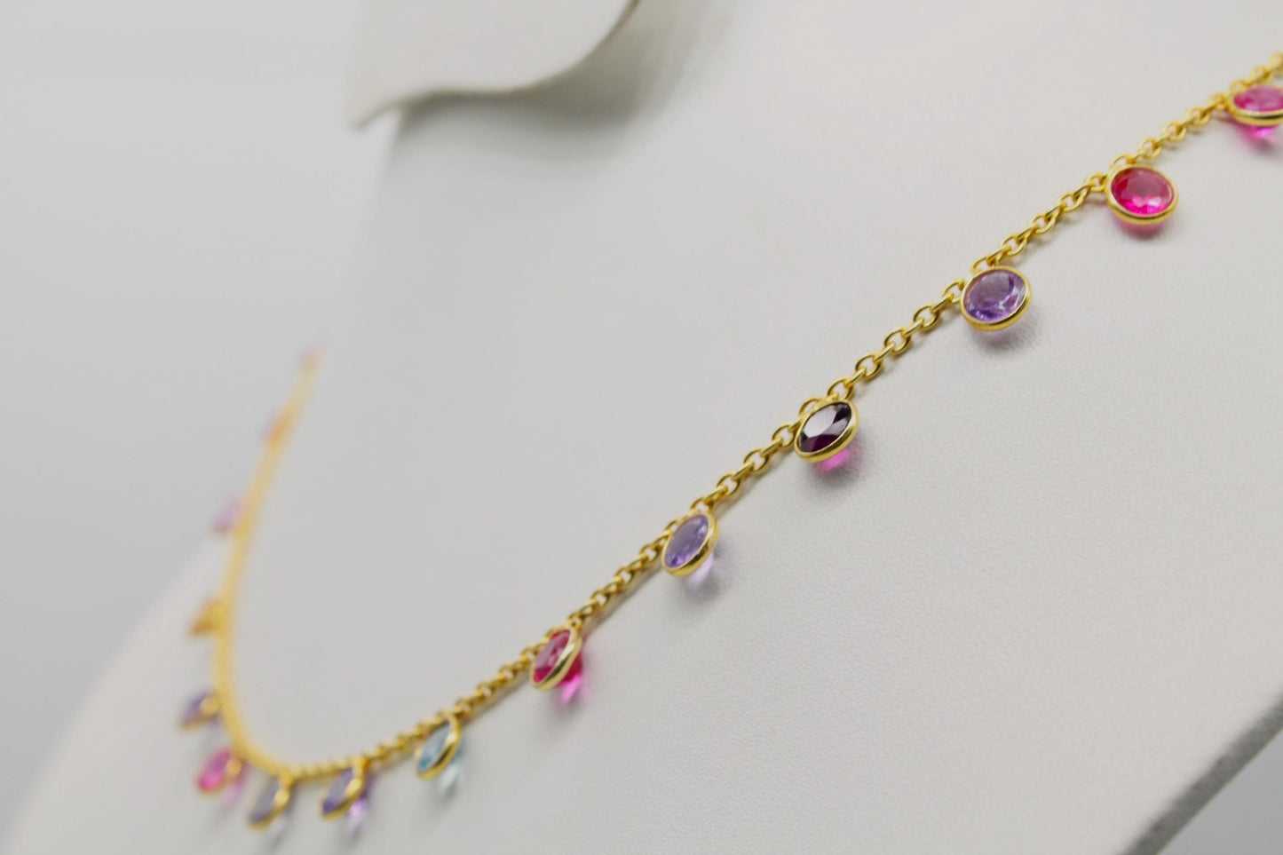 Multi Sapphire Bracelet and Necklace Set, 925 Sterling Silver Jewelry, Lab Made Sapphire Jewelry, Handmade Dainty Necklace, Gift for Wife