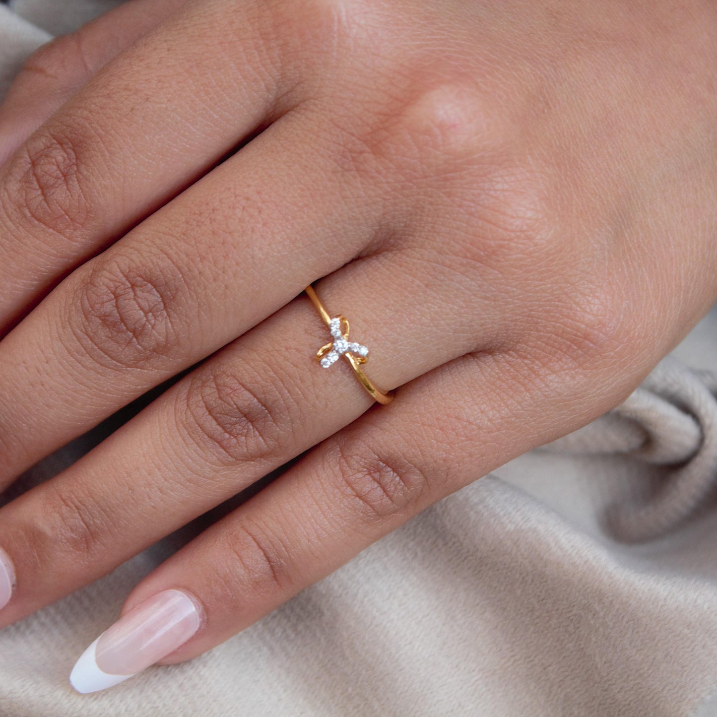 18K Real Gold Diamond Ring, H-I Color SI Clarity for Anniversary Gift, Seven Stone Natural Diamond Ring, Melee Natural Diamond Gold Ring