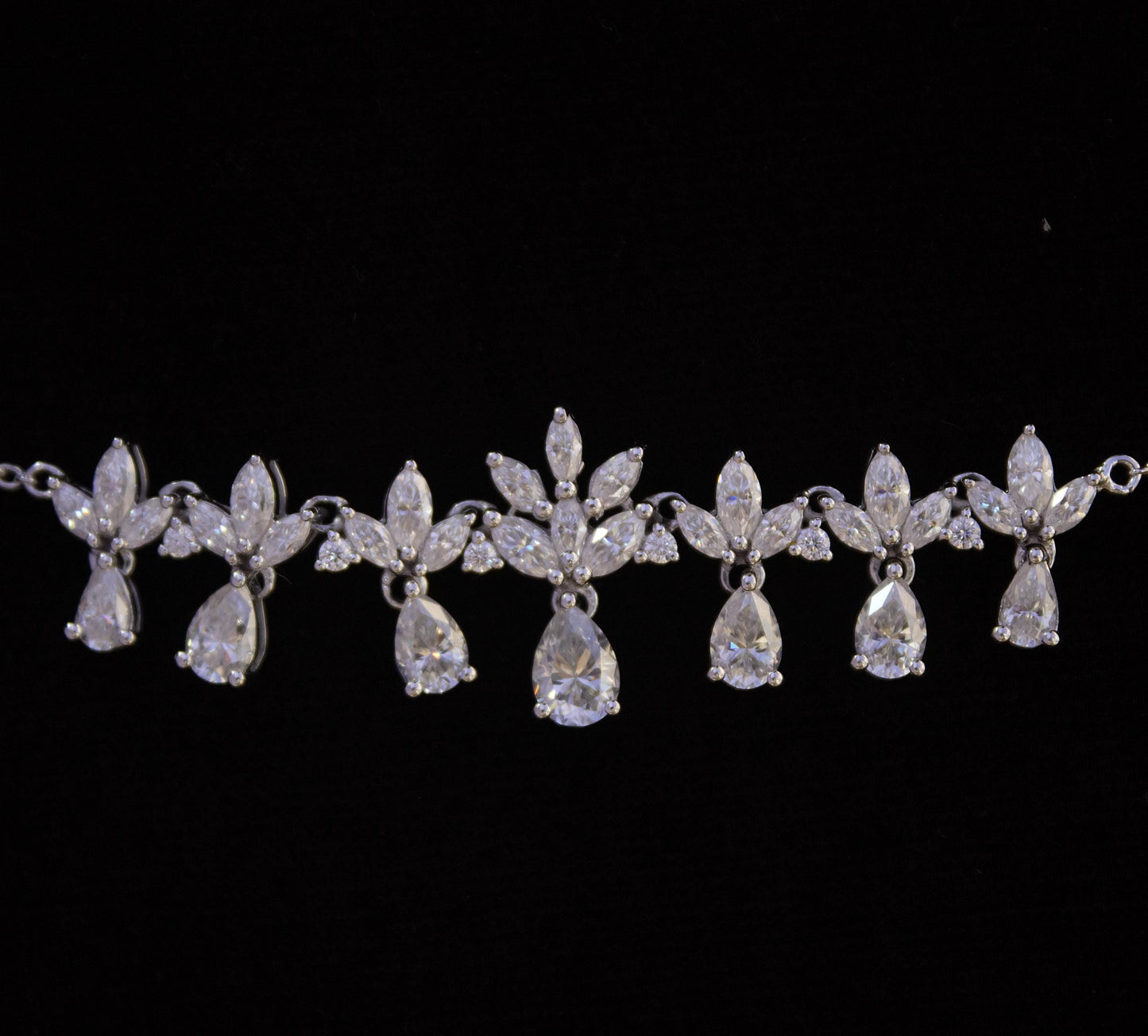 Moissanite 925 Sterling Silver Chain Necklace, Handmade Pear Drop Necklace For Women, Minimalist Marquise Cut Necklace, Wedding Gift for Her