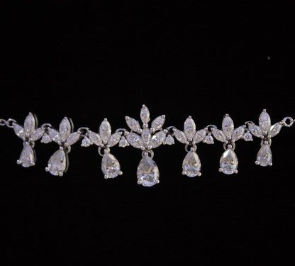 Moissanite 925 Sterling Silver Chain Necklace, Handmade Pear Drop Necklace For Women, Minimalist Marquise Cut Necklace, Wedding Gift for Her