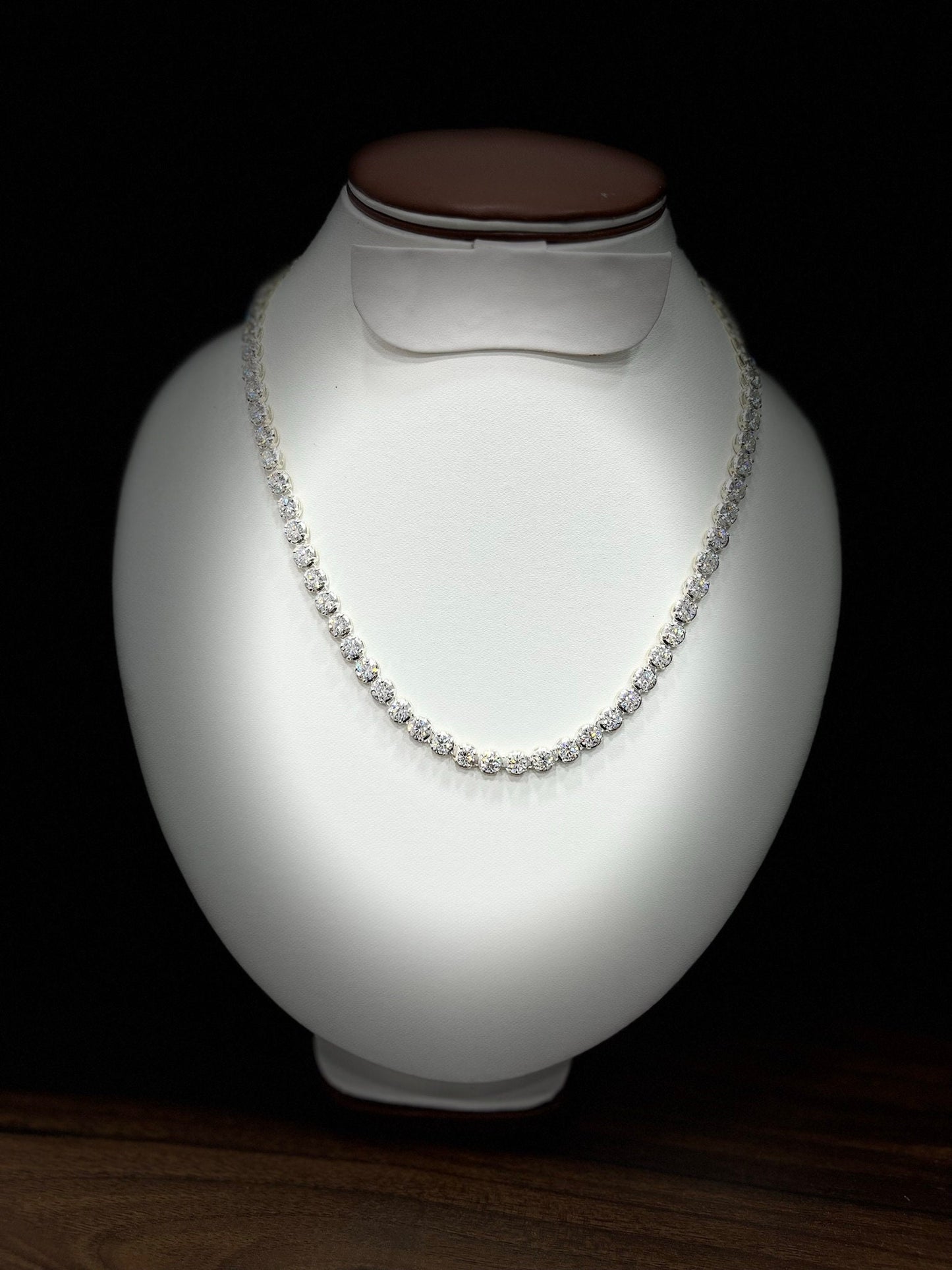 Moissanite Bubble Chain 5 MM Round Necklace, Moissanite Chain Necklace, Infinity Tennis Necklace, 14K Gold Moissanite Jewelry, Birthday Gift