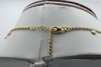 Opal Charm Necklace For Gift, Dainty Opal Jewelry, October Birthstone Necklace, 925 Sterling Silver Necklace for Wife, Opal Charm Necklace