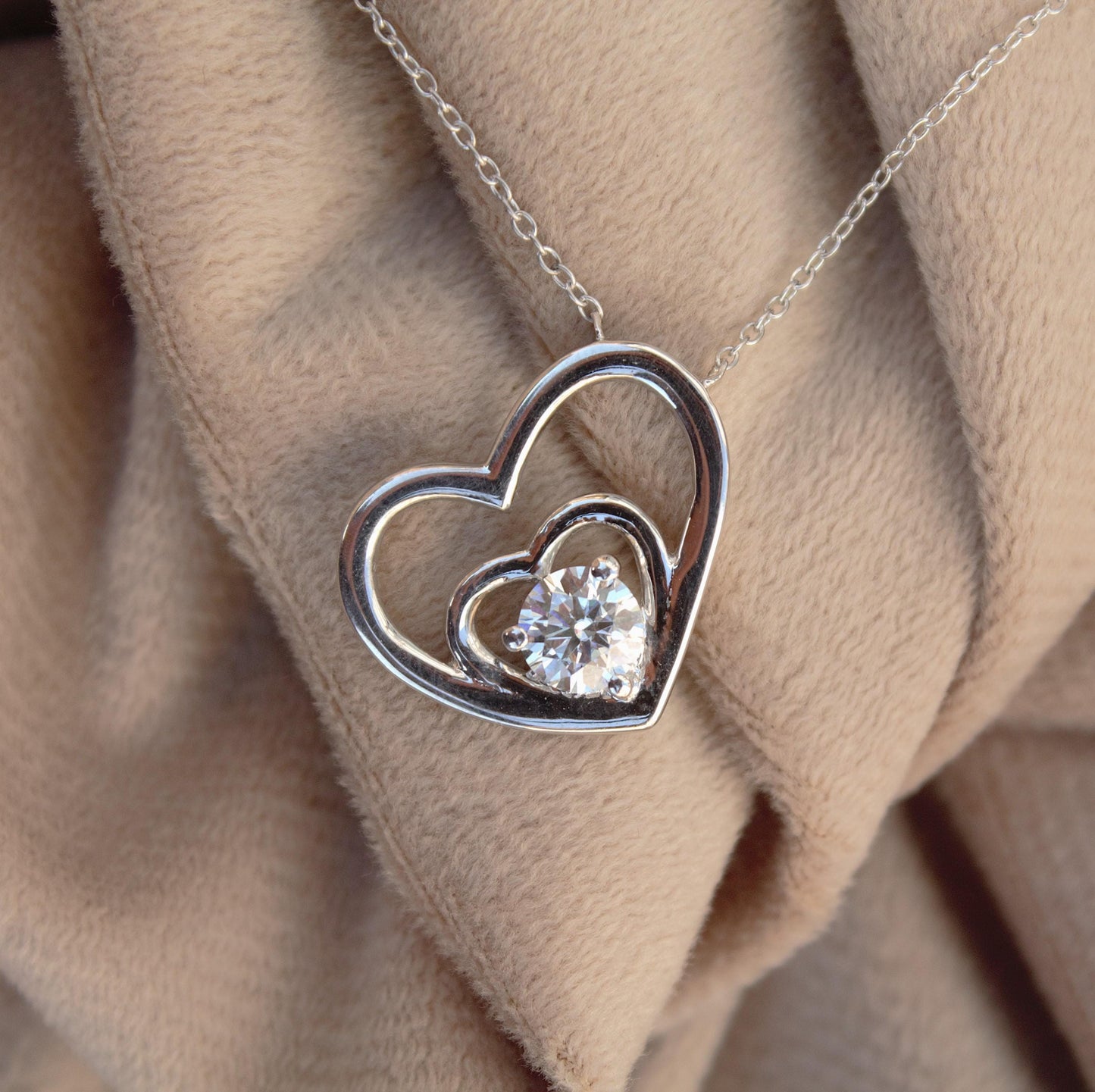 Moissanite Round Cut Heart Shape Pendant Necklace, Sparkling Heart Pendant with Chain, Ready to Ship, 925Sterling Silver Gift for Girlfriend