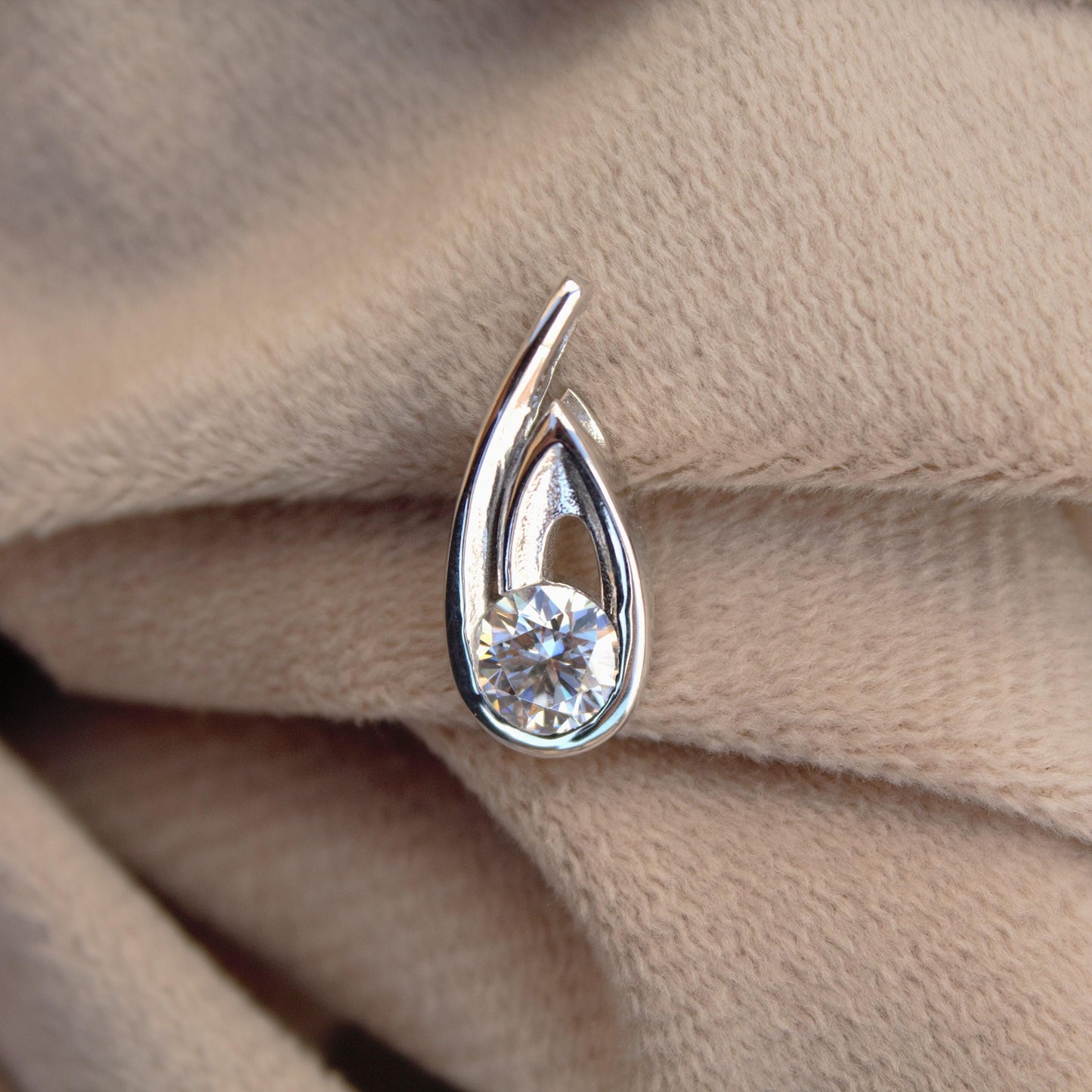 Stunning Moissanite 925 Sterling Silver Pendant, Round Cut Stone Pendant for Women, Dainty Silver Pendant, Solitaire Pendant Gift for Her