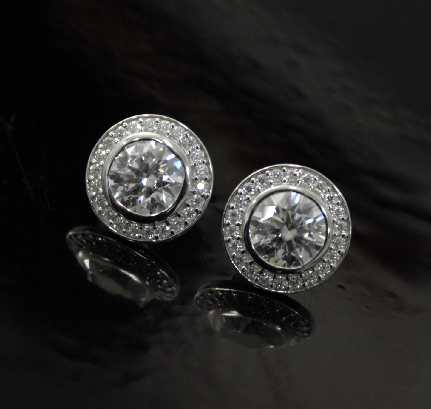 Silver Moissanite Stud Earrings for Her, Solitaire Halo Stud Earrings, Round Stone Earrings, Round Cut Earrings, 925 Sterling Silver Studs