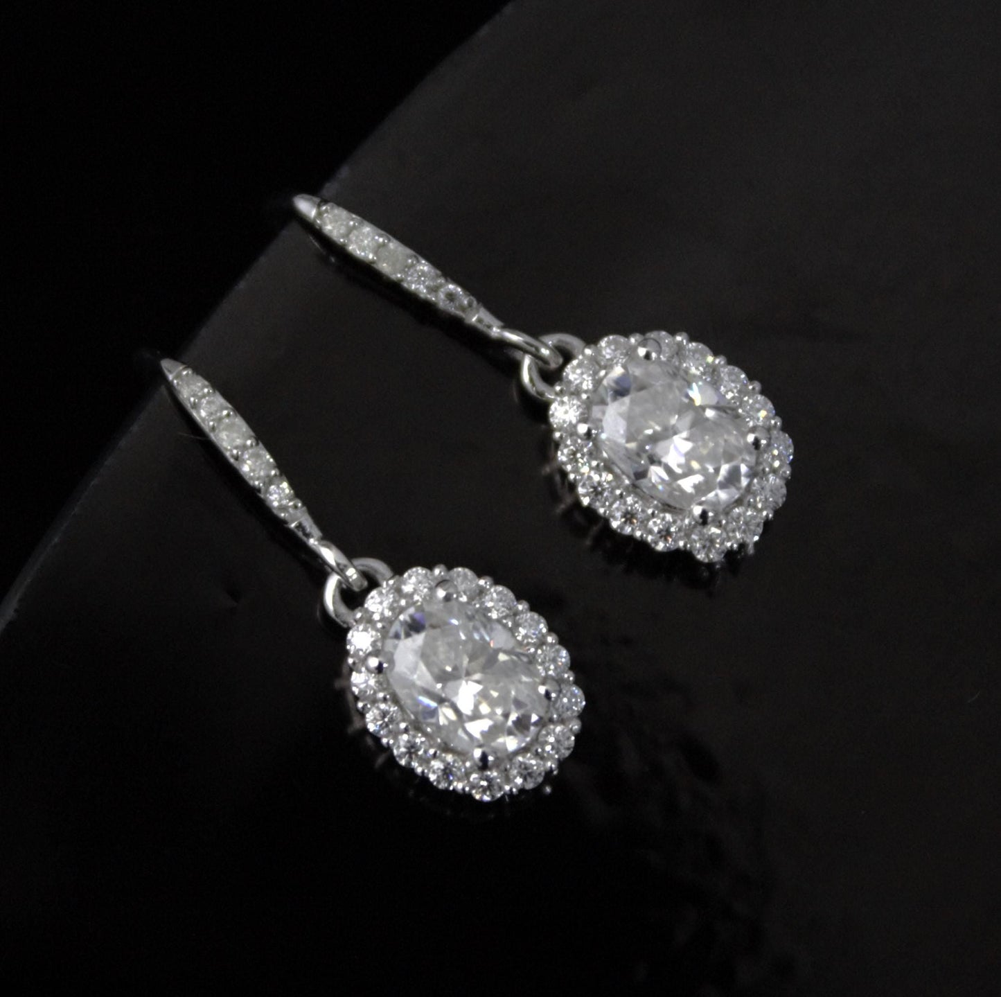 White Moissanite Dangle Earrings in 925 Sterling Silver, Oval Cut Stone Earrings for Her, Statement Jewelry, Perfect for Valentines Day Gift