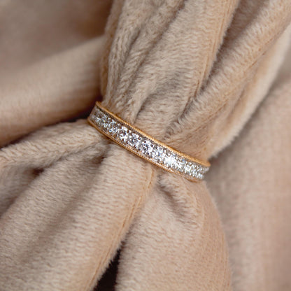 14k Solid Gold Half Eternity Band, Lab Grown Diamond Wedding Ring, US 7 Stackable Halfway Ring, 50 Pointer Diamond Gold Band Gift for Women