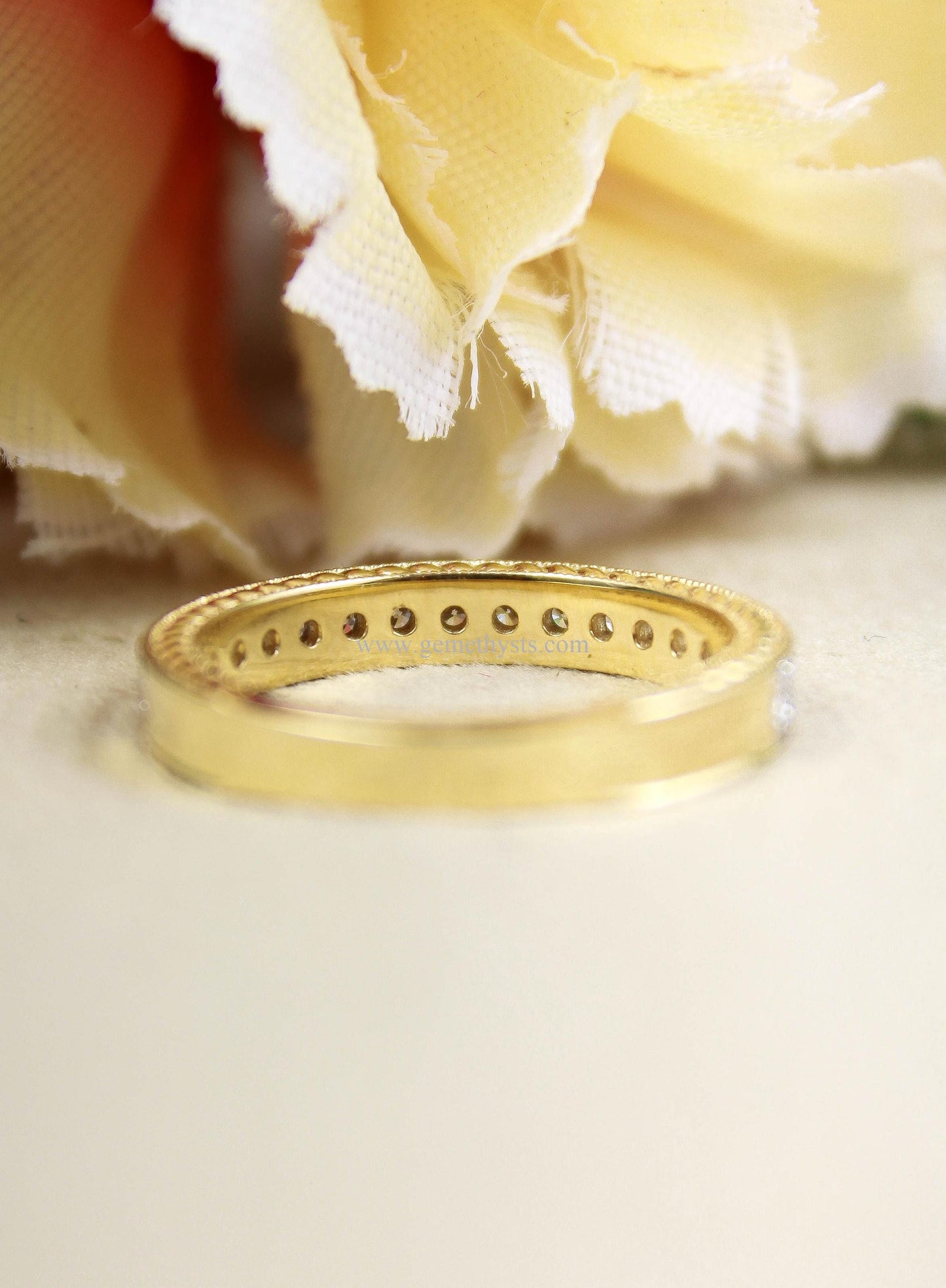 Solid Gold Half Eternity Band, Lab Grown Diamond Engagement Ring, Stackable Halfway Ring, 50 Pointer Diamond Gold Band for Men & Women