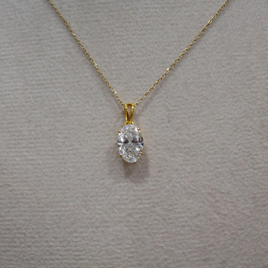 D Color Oval Moissanite Necklace in Gold,  VVS1 Clarity Elegant Daily Jewelry, Oval Cut Minimalist Moissanite Gold Necklace in 18k Gold