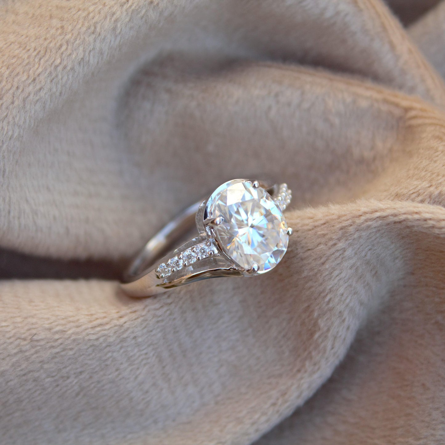 Oval Cut Moissanite Stone Ring, 925 Sterling Silver Ring for Women, Handmade Solitaire Silver Jewelry, Statement Propose Ring, Vintage Ring