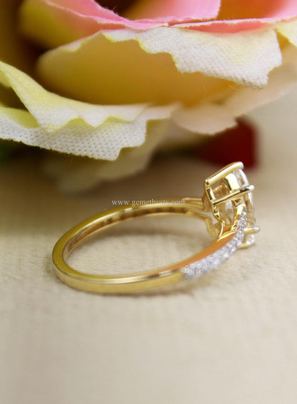 1 Carat Marquise Lab-Grown Diamond Ring, Custom Engagement/Wedding Ring, Statement Gold Ring, CVD/HPHT Diamond Ring, Gold Ring for Her