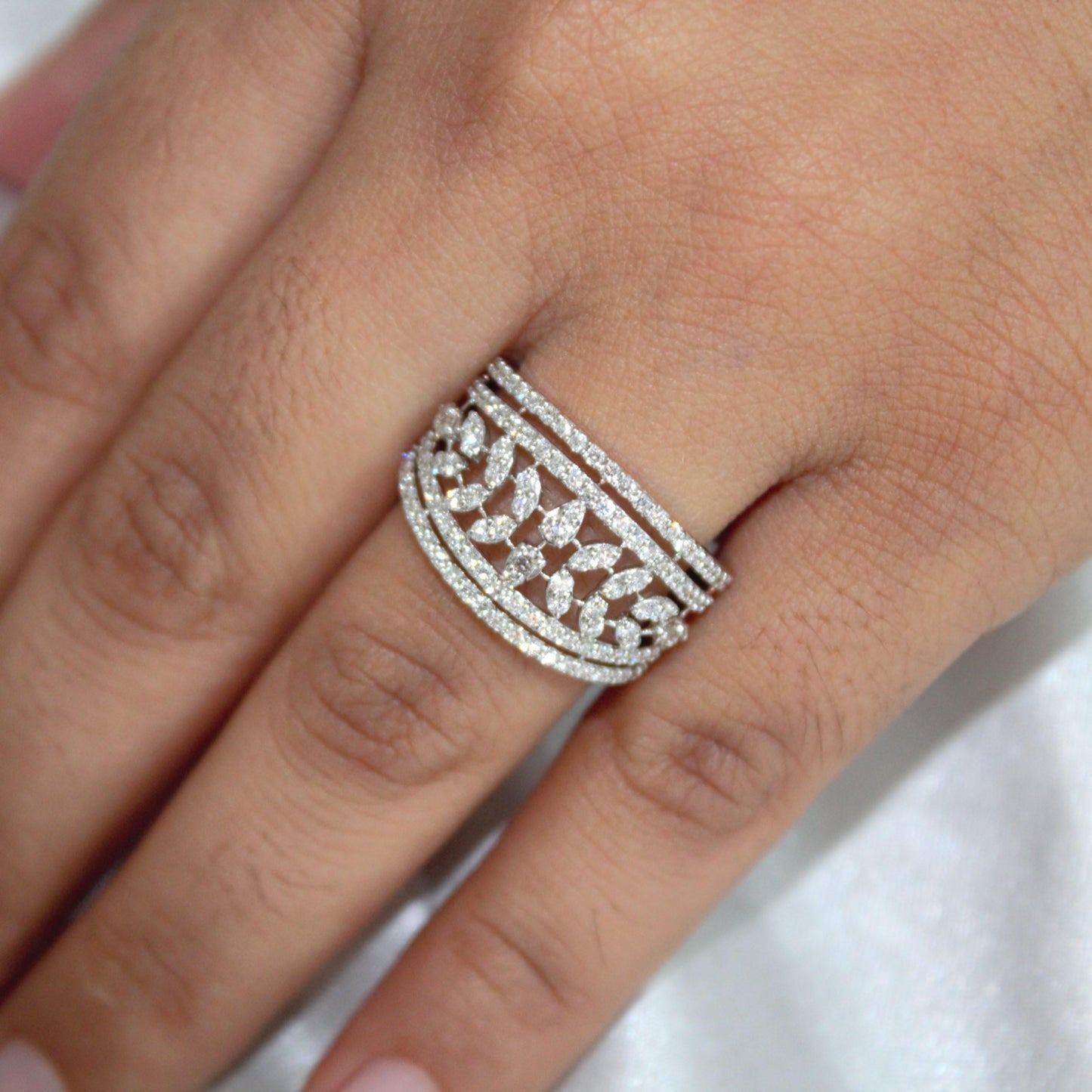 Gold Ring with Tiny Natural Diamond, Shine Pave Diamonds Everyday Wear Engagement Ring for Her, Timeless Gold Band with Genuine Mele Diamond