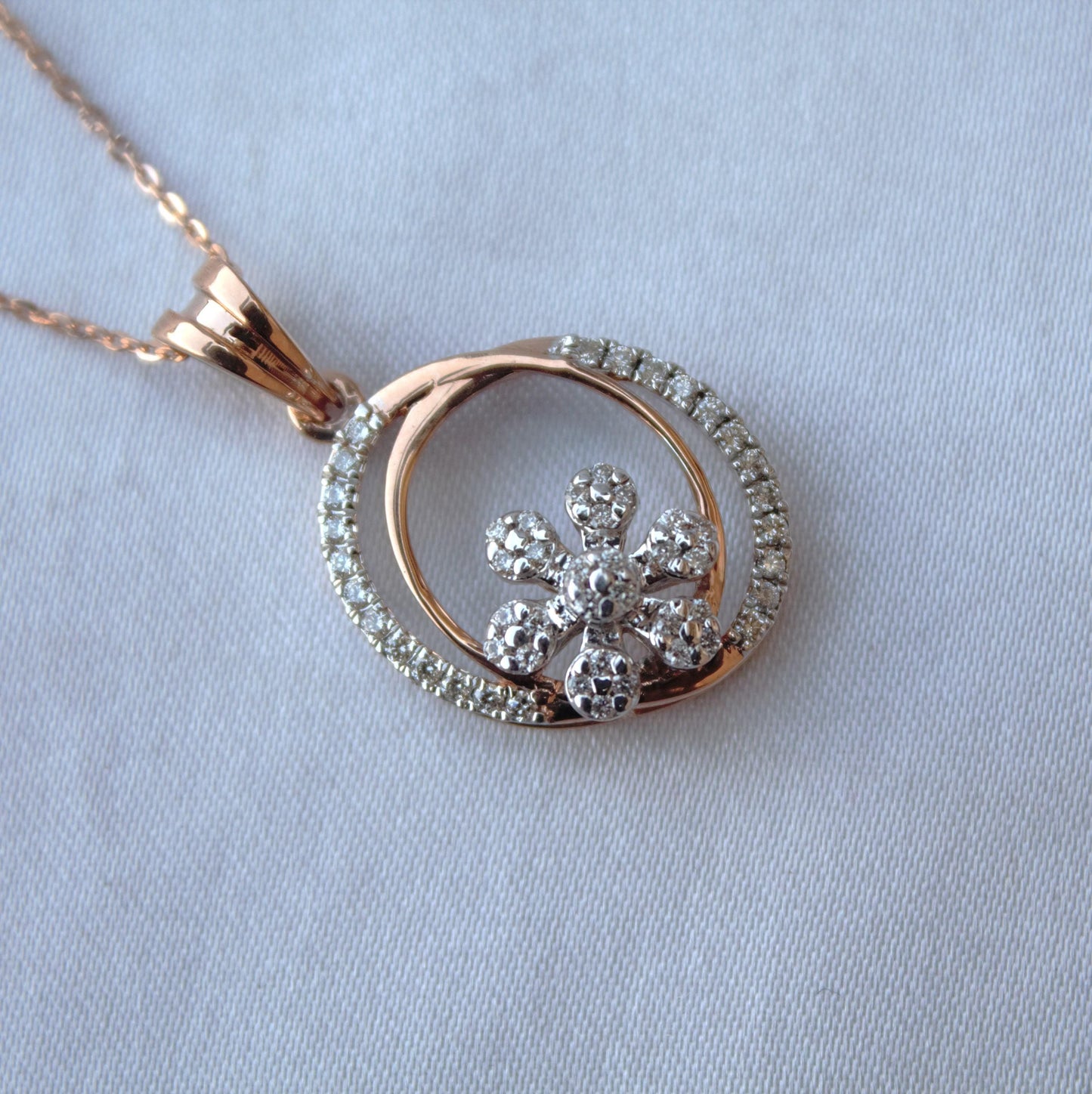 IGI Certified Diamond Gold Jewelry Set, 18k Rose Gold Pendant Necklace with Stud Earrings, Designer Gold Jewelry for Women, Wedding Gift