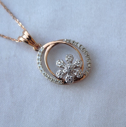 IGI Certified Diamond Gold Jewelry Set, 18k Rose Gold Pendant Necklace with Stud Earrings, Designer Gold Jewelry for Women, Wedding Gift