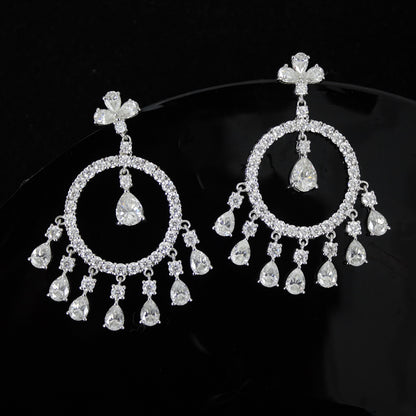 Moissanite Dangle Earrings, Dangling Earrings For Her, 925 Sterling Silver Jewelry, Elegant Moissanite Silver Dangle Earring, Gift For Wife