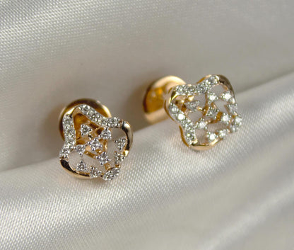 Real Diamond Pendant Necklace with Stud Earrings, 18K Gold Necklace Earring Set, IGI Certified Natural Diamond Wedding Jewelry Set for Her