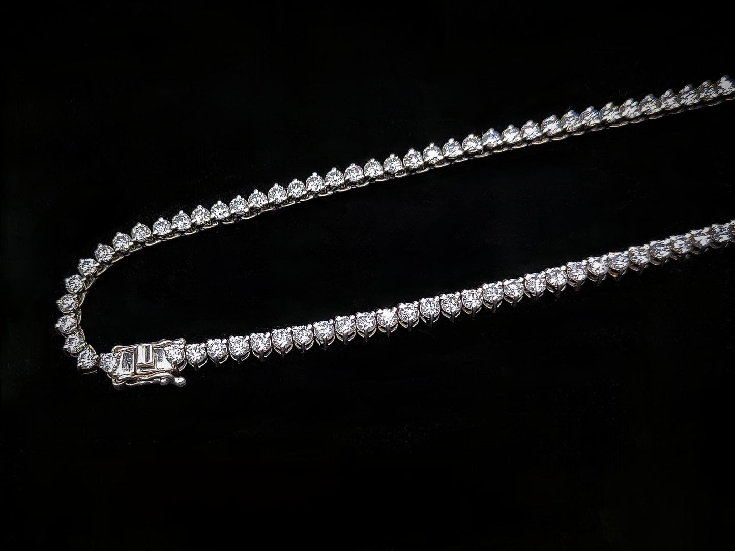 Moissanite Three Prong Tennis Necklace, 925 Sterling Silver Necklace, 3mm Moissanite Silver Chain, Infinity Necklace For Her