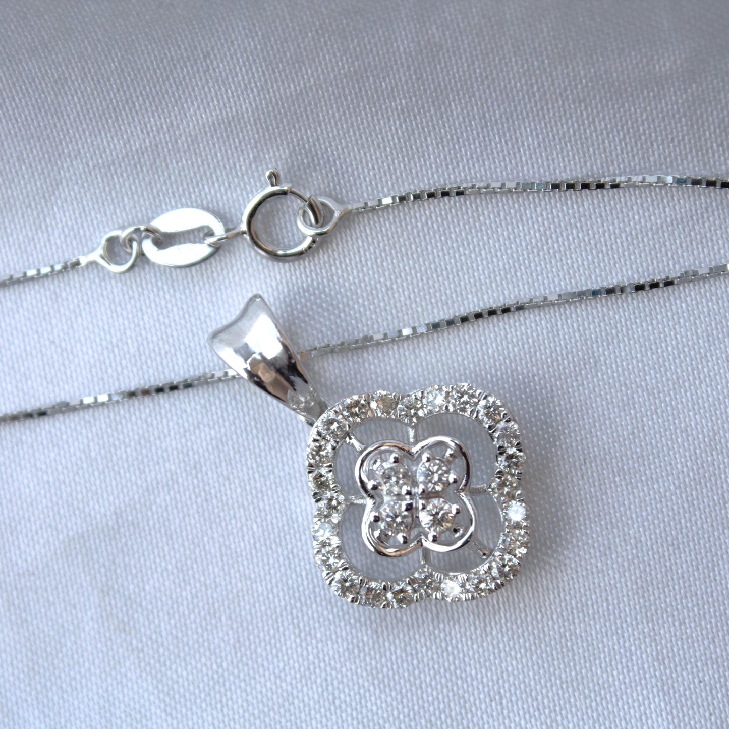 Solitaire Halo Diamond Jewelry Set, 18k White Gold Real Diamond Necklace with Earrings, Dainty Charm Pendant with Stud Earrings for Women