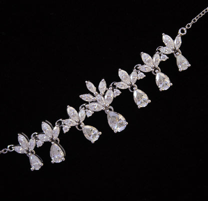 Moissanite 925 Sterling Silver Chain Necklace, Handmade Pear Drop Necklace For Women, Minimalist Marquise Cut Necklace, Wedding Gift for Her