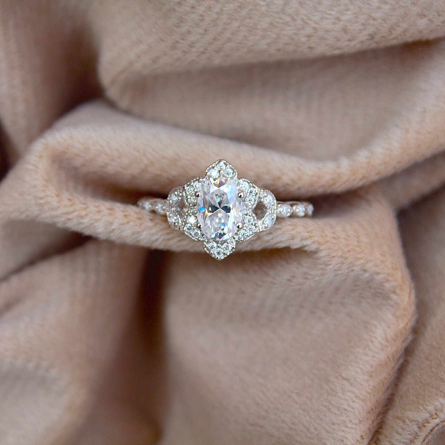 Art Deco Moissanite Ring – Vintage Style 925 Sterling Silver Jewelry, Dainty Designer Jewelry, Engagement Ring, Gift for Her