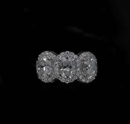 Oval Cut Moissanite White Stone Ring, Wedding/Engagement Ring for Bride, Statement Silver Moissanite Jewelry, Anniversary Gift for Wife