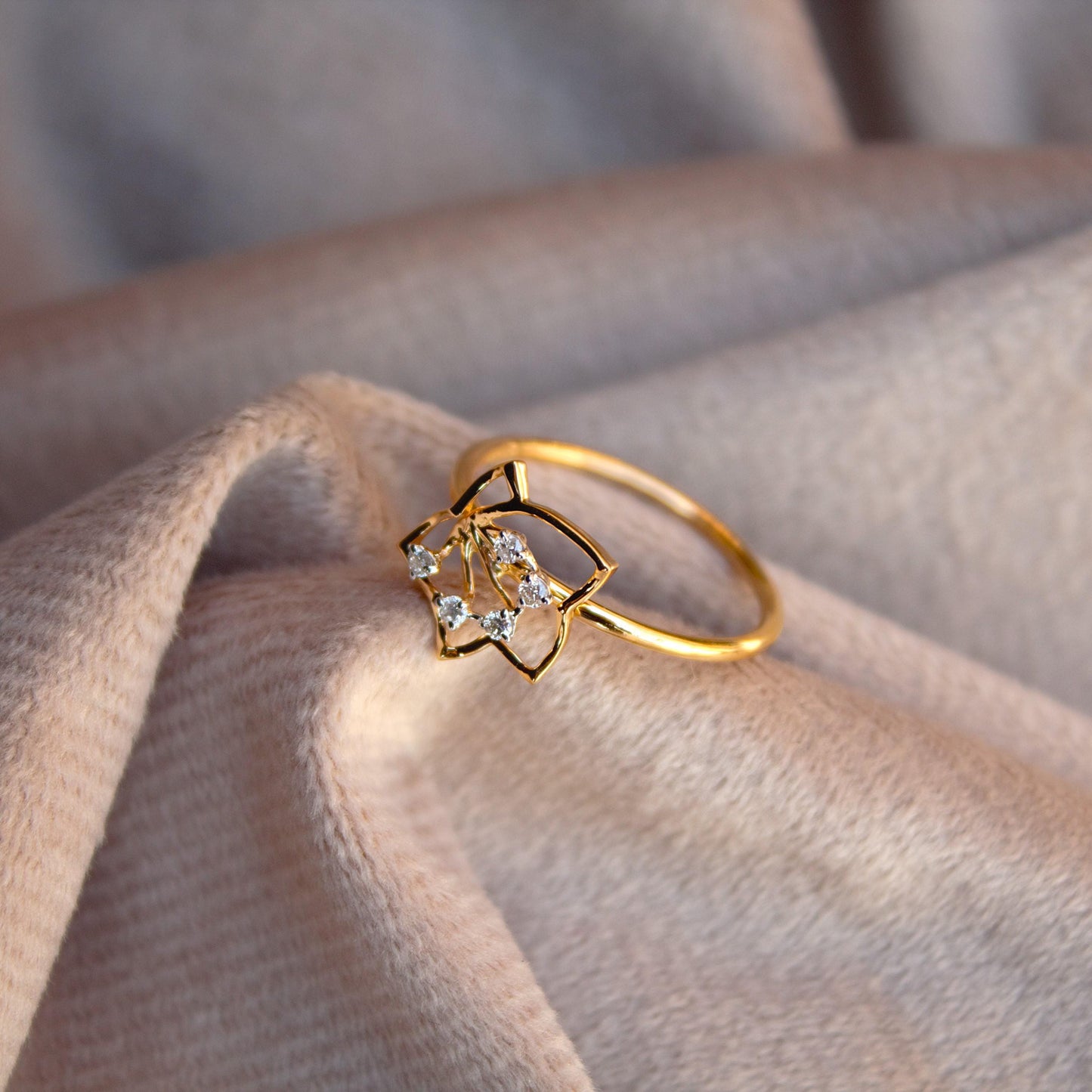 7 US Gold Ring, IGI Certified Diamond Jewelry, 0.08 Carat Natural Diamonds With IGI Certified Diamond Jewelry, Delicate Gold Ring For Gift