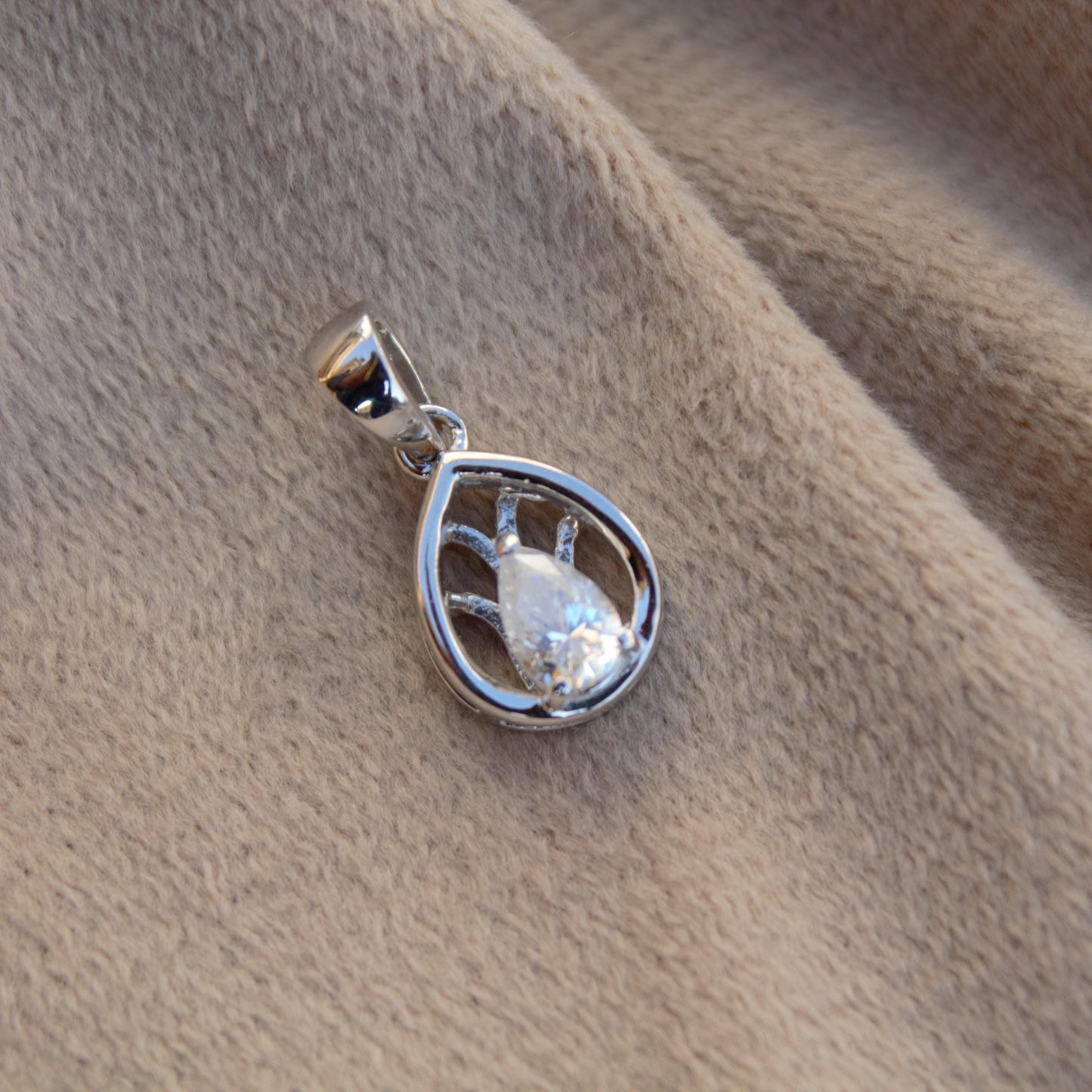 Minimalist Pear Cut Moissanite Pendant, 925 Sterling Silver Pendant for Her, Tiny Charm Pendant for Chain, Moissanite Jewelry, Birthday Gift