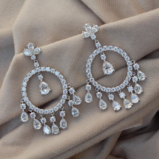 Moissanite Dangle Earrings, Dangling Earrings For Her, 925 Sterling Silver Jewelry, Elegant Moissanite Silver Dangle Earring, Gift For Wife