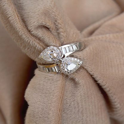 Pear Cut Moissanite Engagement Ring for Bride, 925 Sterling Silver Wedding Ring, Classic Anniversary Ring, Vintage Style Silver Ring US 6.5