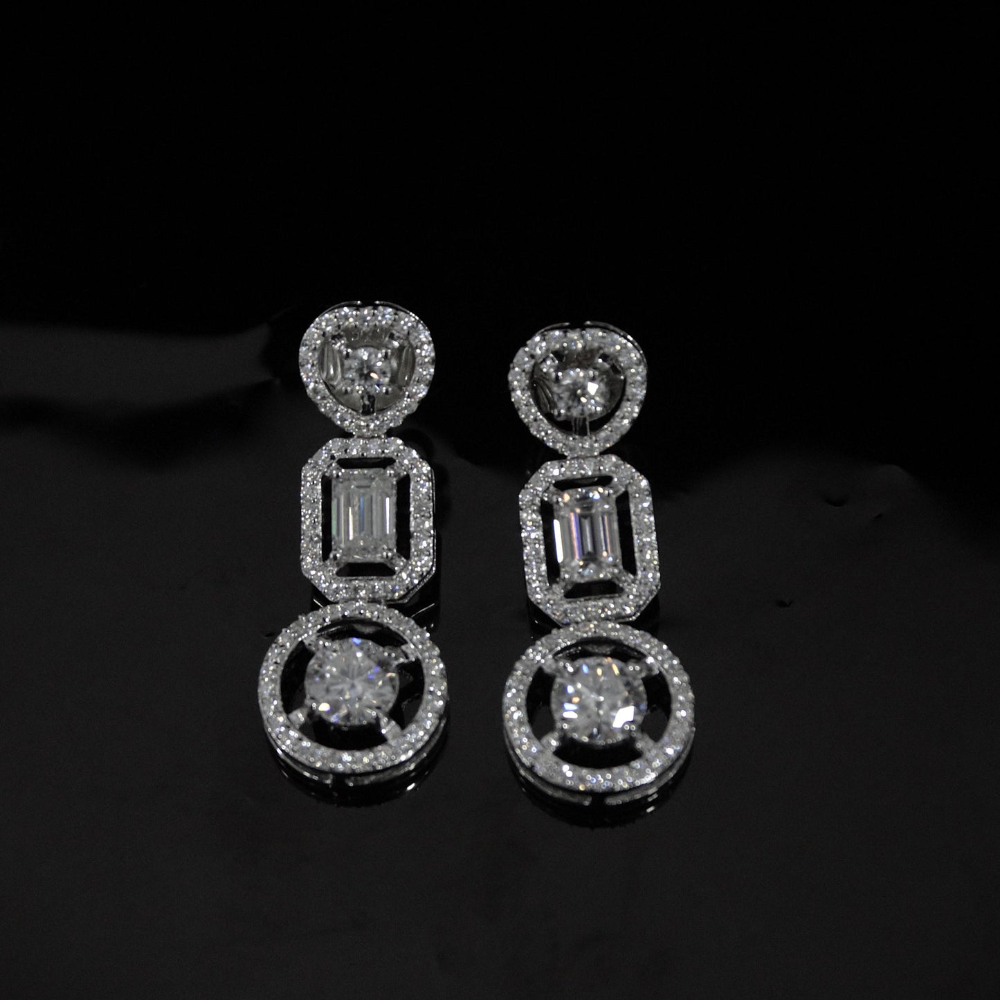 Moissanite Earrings For Women, 925 Sterling Silver Sparkling Stud Dangle Earrings, Statement Earrings, Retro Jewelry, Valentines Day Gift