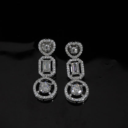 Moissanite Earrings For Women, 925 Sterling Silver Sparkling Stud Dangle Earrings, Statement Earrings, Retro Jewelry, Valentines Day Gift