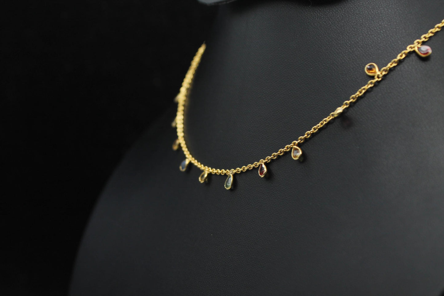 Multi Sapphire Charm Necklace, Rainbow Sapphire Jewelry, 925 Sterling Silver Necklace, Handmade Necklace for Bride, Minimalist Necklace