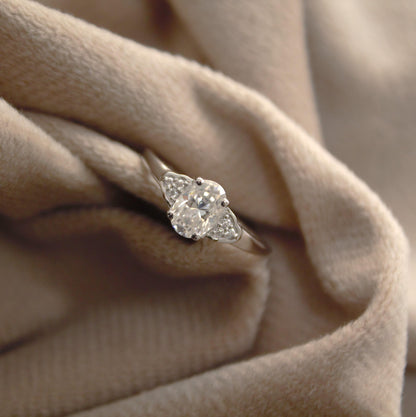 Dainty Moissanite Oval Cut Ring in 925 Sterling Silver, Minimalist White Stone Ring, Solid Silver Ring, Perfect Graduation Gift for Daughter