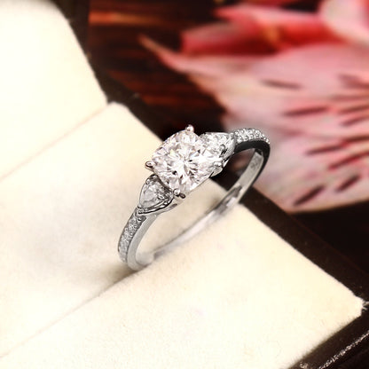 Cushion Cut Moissanite Ring, Elegant Solid Gold Solitaire Ring, Lightweight and Dainty Engagement Ring for Her, All Ring Sizes Offered