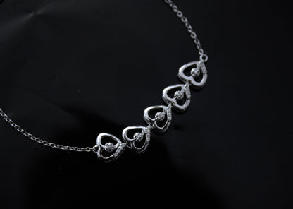 Heart Shape Moissanite Bracelet, 925 Sterling Silver Bracelet for Her, Link Chain Silver Heart Bracelet, Perfect Gift for Valentines Day