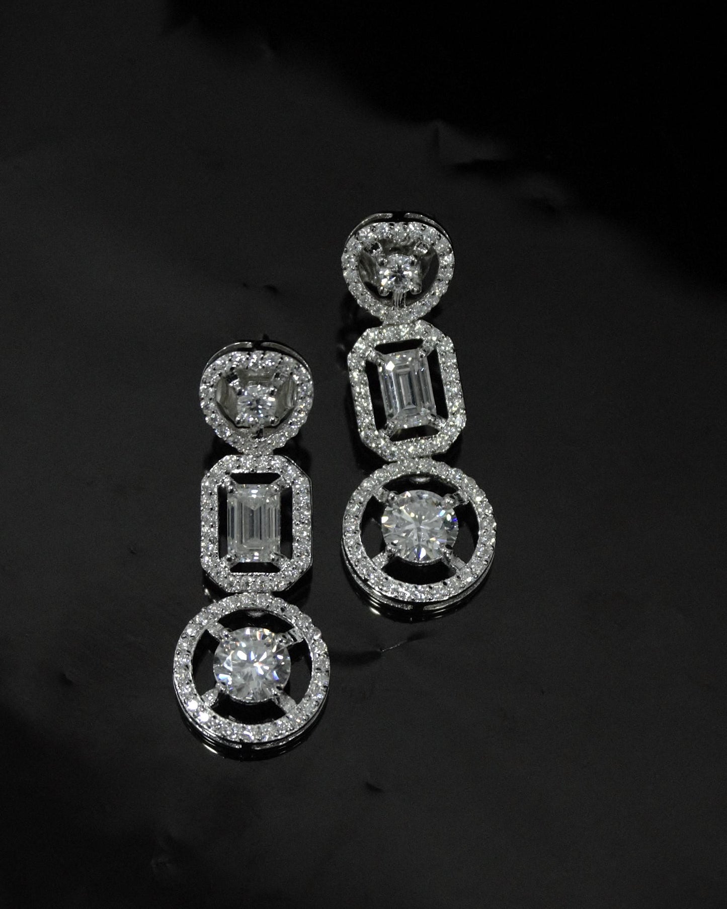 Moissanite Earrings For Women, 925 Sterling Silver Sparkling Stud Dangle Earrings, Statement Earrings, Retro Jewelry, Valentines Day Gift