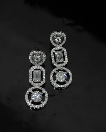 Moissanite Earrings For Women, 925 Sterling Silver Sparkling Stud Dangle Earrings, Statement Earrings, Retro Jewelry, Valentines Day Gift