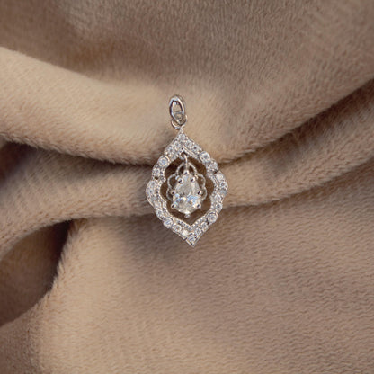 Minimalist Silver Charm Pendant, Moissanite Solitaire Halo Pendant, 925 Sterling Silver Pendant, Dainty Moissanite Pendant Gift for Women