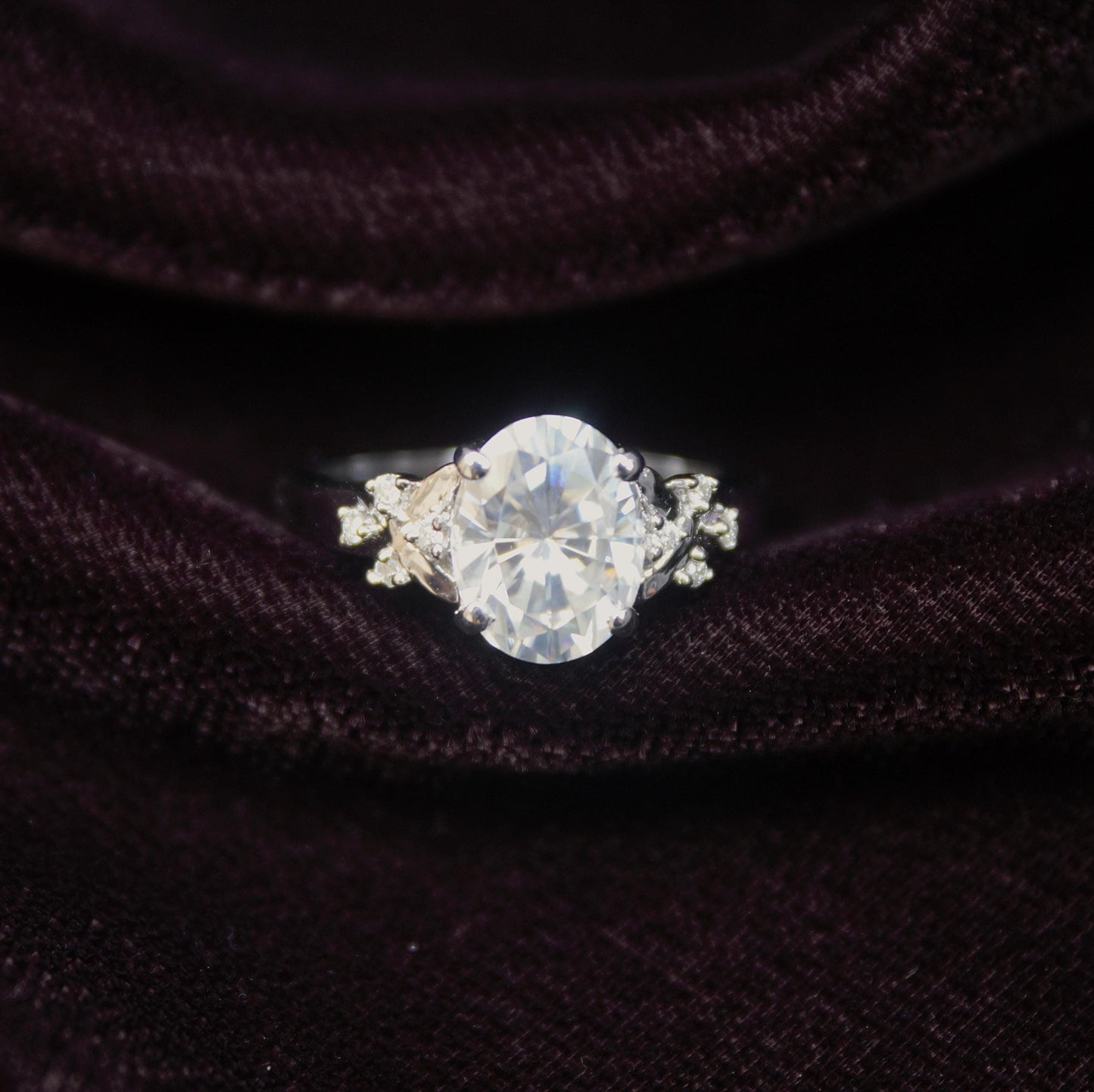 Sterling Silver Moissanite Ring, Statement Oval Cut Ring, Luxurious White Moissanite Jewelry, Cocktail Party Wear Ring, Graduation Gift