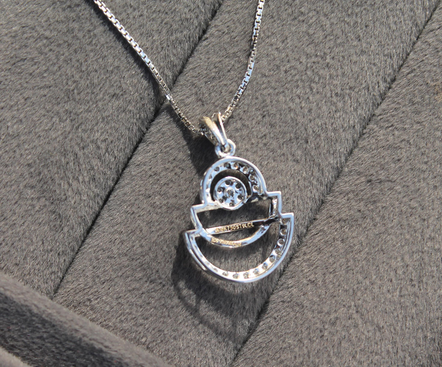 Minimalist Pendant with Chain and Studs, Dainty Real Gold Diamond Necklace & Earrings, 18k Solid White Gold Necklace Earring Combo Set