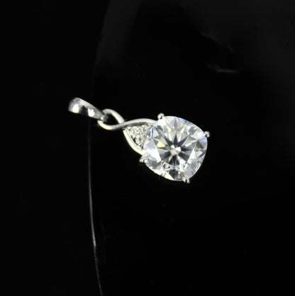 Cushion Cut Moissanite Charm Pendant, Victorian Style Pendant, Classic Solitaire Pendant For Women, 925 Sterling Silver Minimalist Pendant