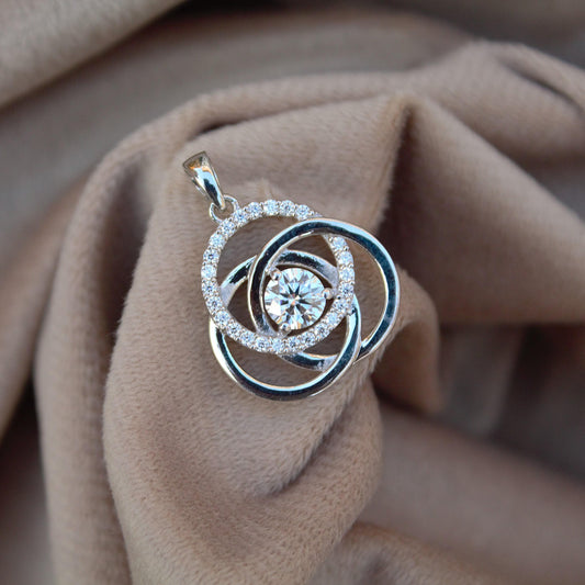 Moissanite 925 Sterling Silver Designer Pendant, Lightweight Travel Jewelry for Women, Vintage Style Silver Pendant, Perfect Birthday Gift