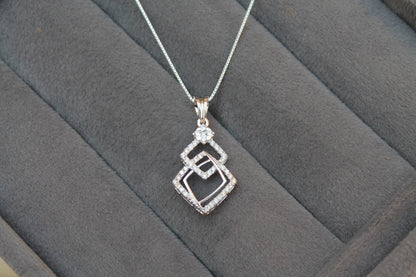 Diamond Gold Necklace with Earrings, 18K Gold Jewelry Set, Designer Gold Jewelry, Real Diamond Pendant with Chain and Stud Earrings Set