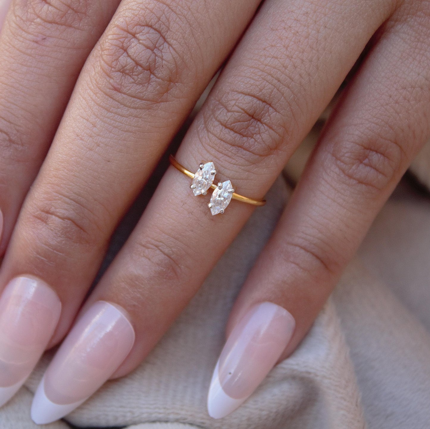 6X3 MM Marquise Cut Ring, Lightweight Travel Gold Ring, 1 Gram Moissanite Gold Ring, 18K Solid Gold Jewelry, Graduation Gift For Daughter