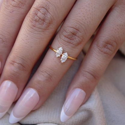 6X3 MM Marquise Cut Ring, Lightweight Travel Gold Ring, 1 Gram Moissanite Gold Ring, 18K Solid Gold Jewelry, Graduation Gift For Daughter