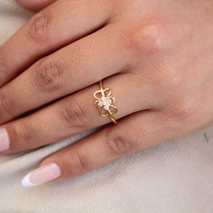 18K Solid Gold Jewelry, Lightweight Natural Diamond Gold Ring, Delicate Gold Ring For Birthday Gift, HI Color SI Clarity Diamond Pretty Ring