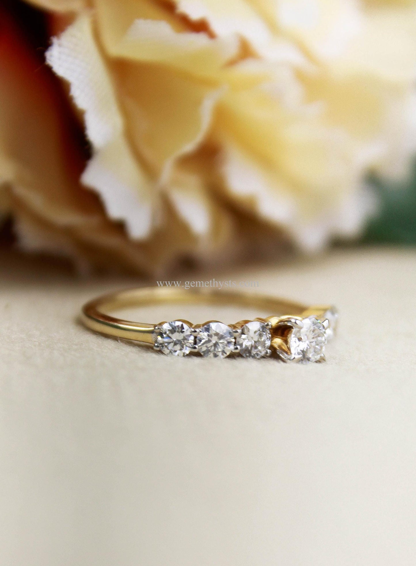 Lab Grown Diamond Minimalist Ring, 10K/14K Yellow Gold Anniversary Ring, Stackable Ring for Women, Real Gold Jewelry, Dainty Gold Ring